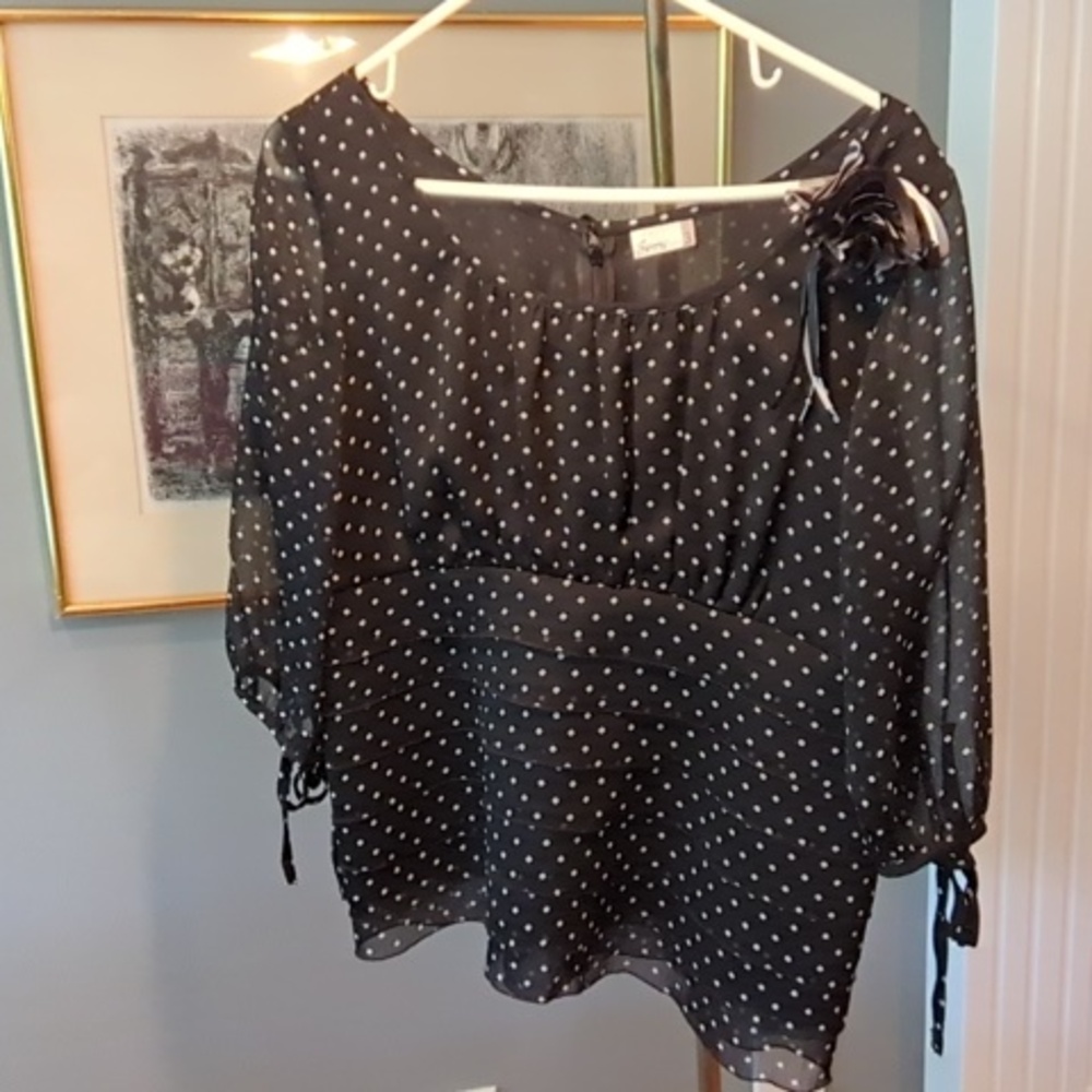 Black polka lined Blouse with zipper in the back